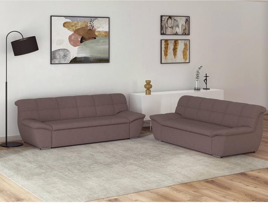 DOMO collection 3-zitsbank Splash moderne stiksels in de zitting en rug comfortabel