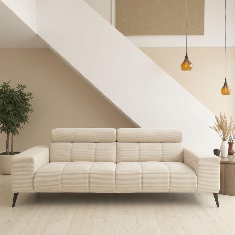 DOMO collection 2-zitsbank Trento met sledevoet of enkele voet keuze met hoofdeinde verstelbaar en in twee maten verkrijgbaar