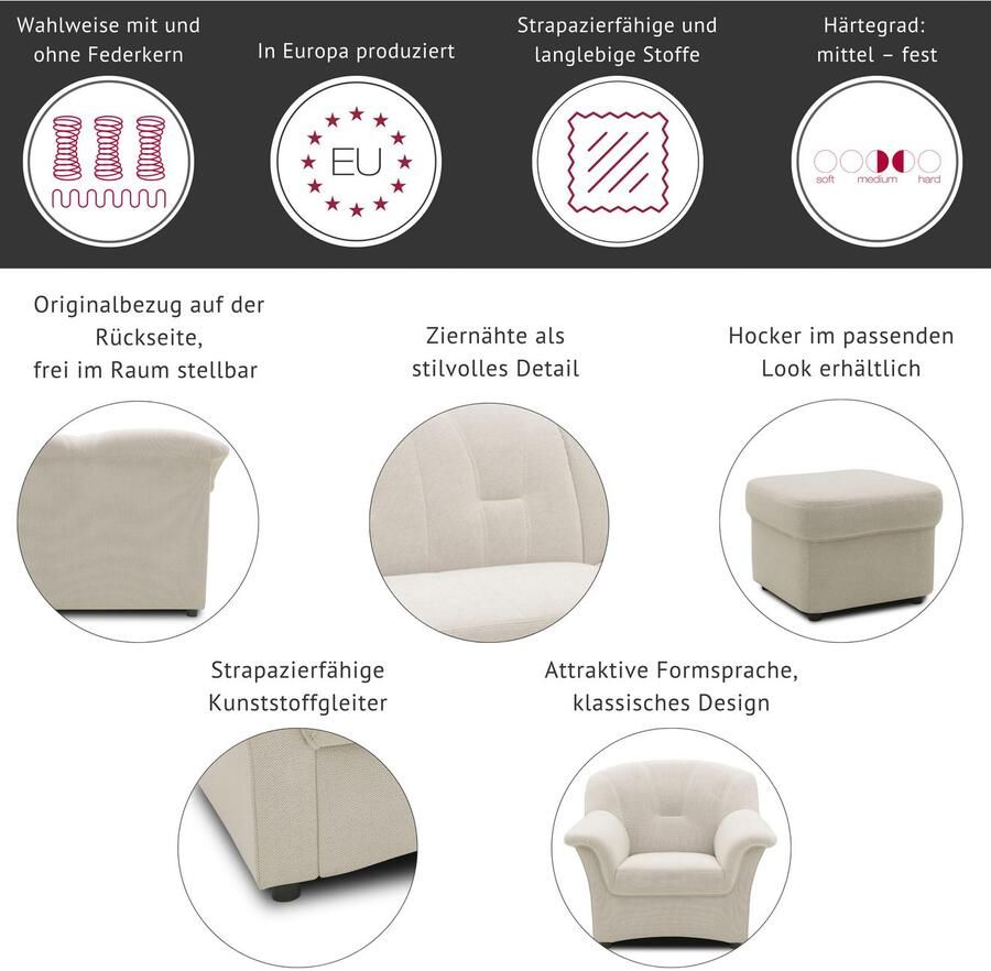 DOMO collection Fauteuil Flores naar keuze met binnenvering (niet bij microvezel primabelle -structuur)