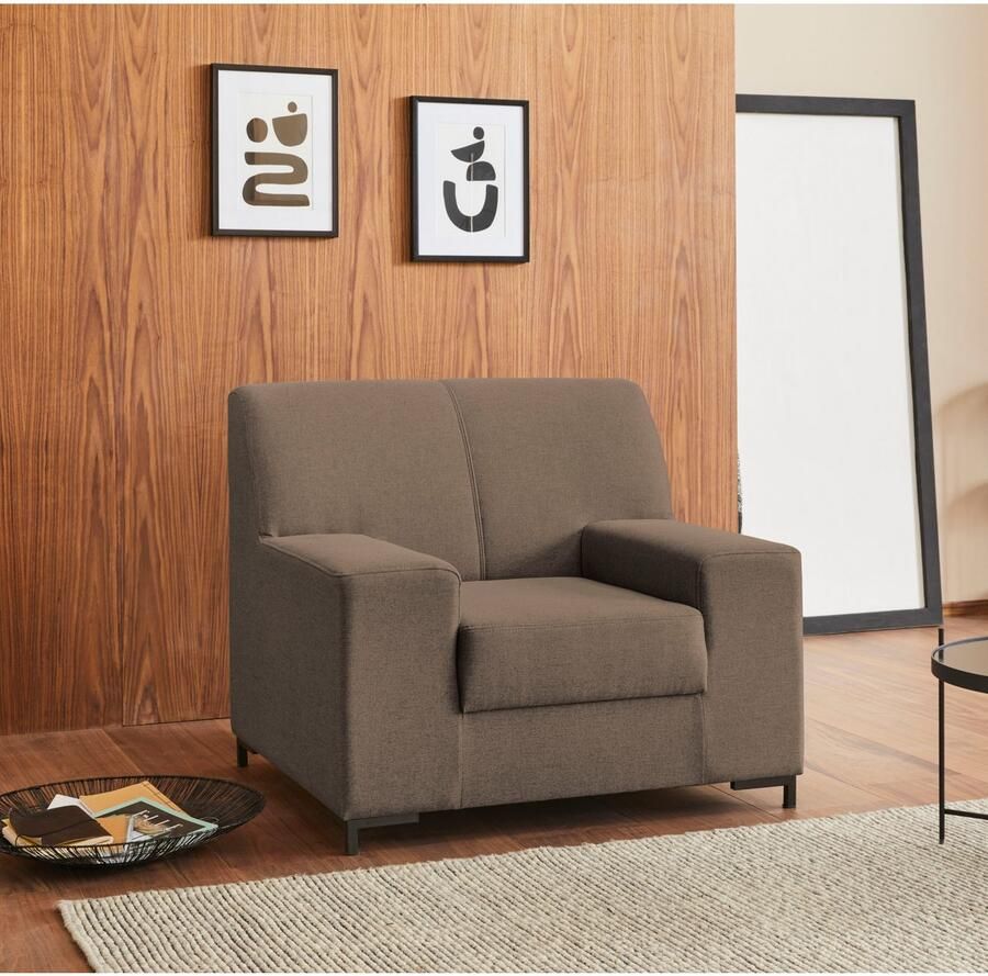 DOMO collection Fauteuil Ledas kubisch en comfortabel platte armleuningen elegante voet