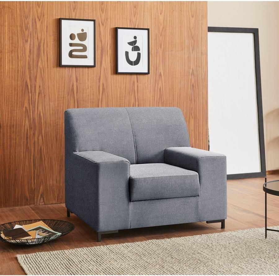 DOMO collection Fauteuil Ledas kubisch en comfortabel platte armleuningen elegante voet