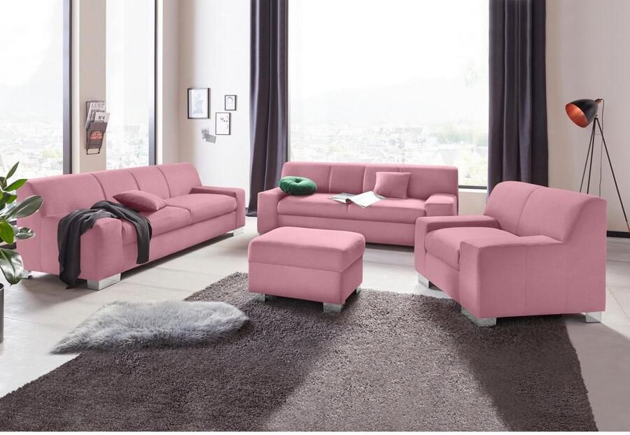 DOMO collection 2 5-zitsbank Bero elegant en tijdloos kubistisch platte armleuningen