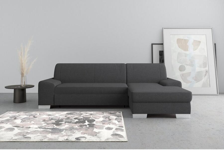 DOMO collection Hoekbank Anzio L-vorm met bedfunctie bonnellvering hoogwaardig breedte 271 cm