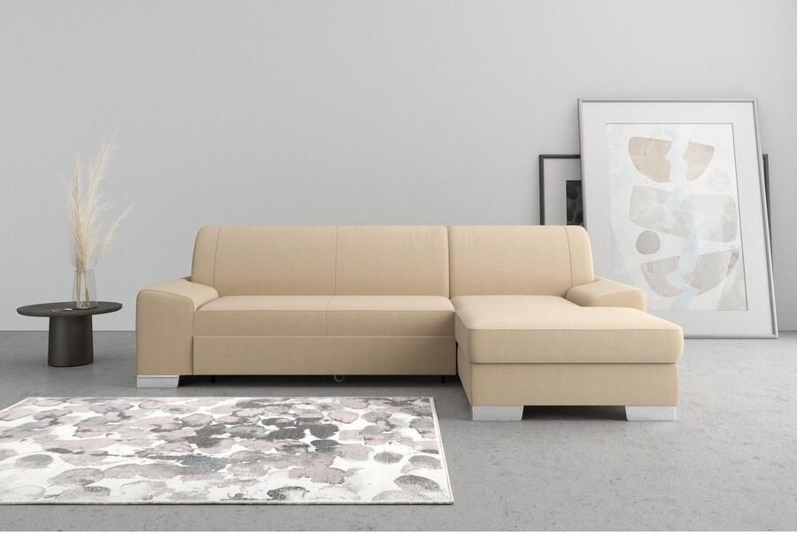 DOMO collection Hoekbank Anzio L-vorm met bedfunctie bonnellvering hoogwaardig breedte 271 cm