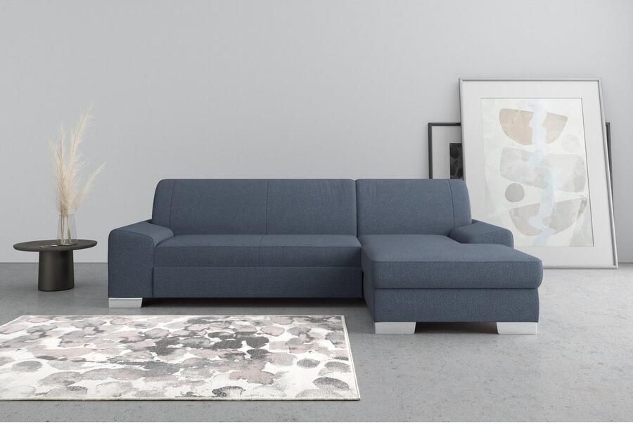 DOMO collection Hoekbank Anzio L-vorm met bedfunctie bonnellvering hoogwaardig breedte 271 cm