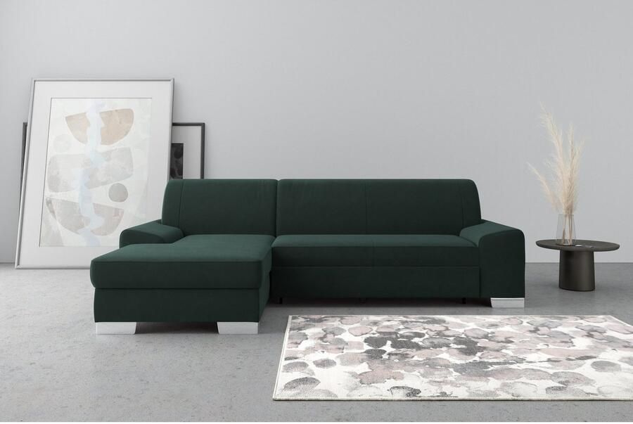 DOMO collection Hoekbank Anzio L-vorm met bedfunctie bonnellvering hoogwaardig breedte 271 cm