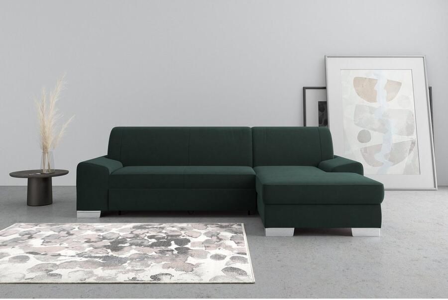 DOMO collection Hoekbank Anzio L-vorm met bedfunctie bonnellvering hoogwaardig breedte 271 cm