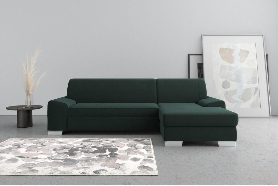 DOMO collection Hoekbank Anzio L-vorm met bedfunctie bonnellvering hoogwaardig breedte 271 cm