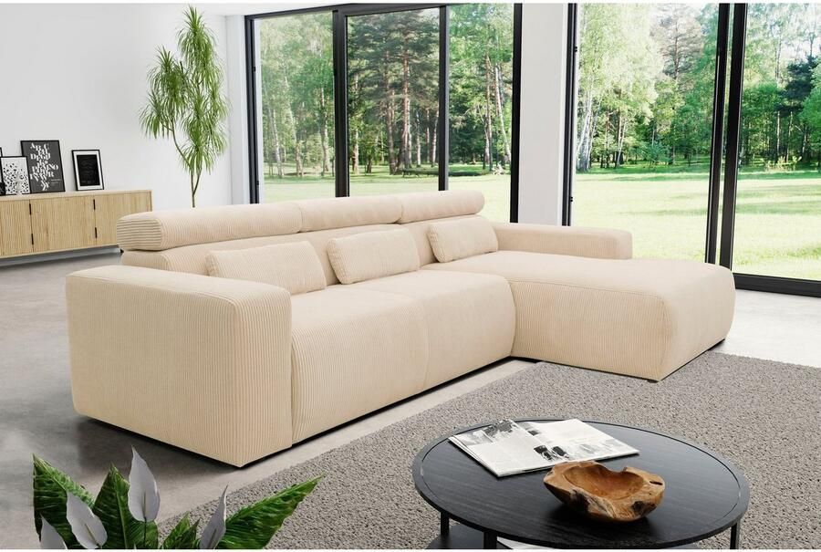 DOMO collection Hoekbank Brandon B D H: 289 177 80 cm keuze met zitdiepteverstelling L-vorm