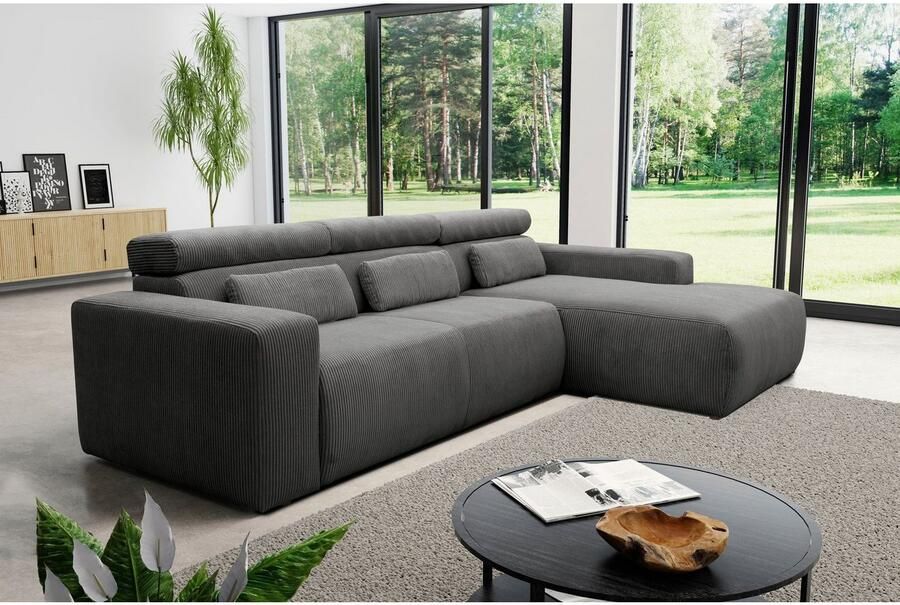 DOMO collection Hoekbank Brandon B D H: 289 177 80 cm keuze met zitdiepteverstelling L-vorm