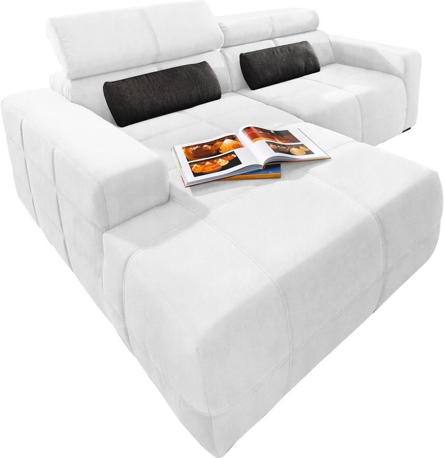 DOMO collection Hoekbank Brandon incl. Hoofdsteunverstelling B D H: 214 100 80 cm L-Vorm