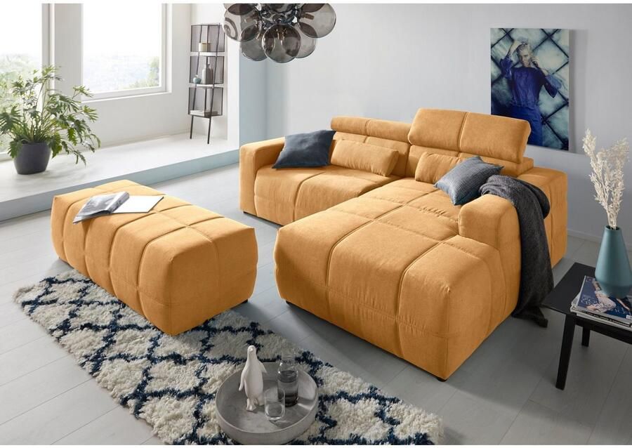 DOMO collection Hoekbank Brandon incl. Hoofdsteunverstelling B D H: 214 100 80 cm L-Vorm