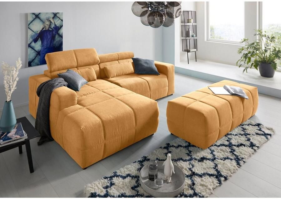 DOMO collection Hoekbank Brandon incl. Hoofdsteunverstelling B D H: 214 100 80 cm L-Vorm