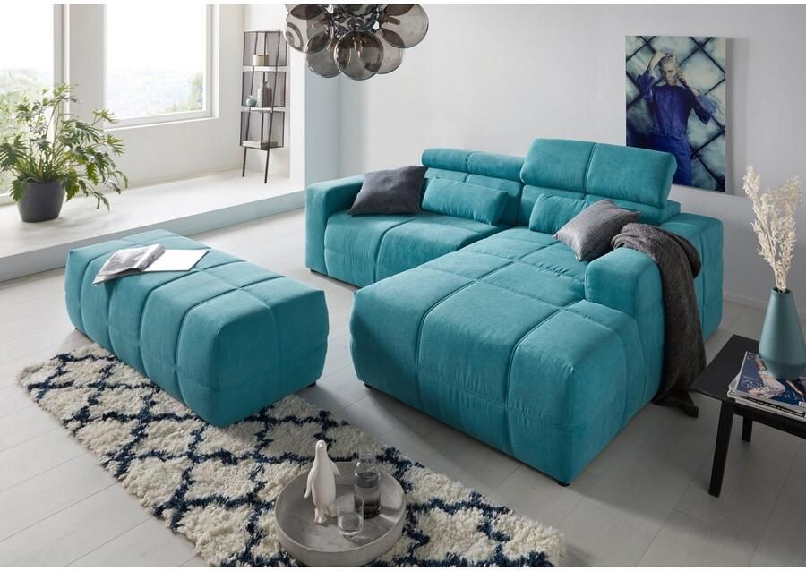 DOMO collection Hoekbank Brandon incl. Hoofdsteunverstelling B D H: 214 100 80 cm L-Vorm