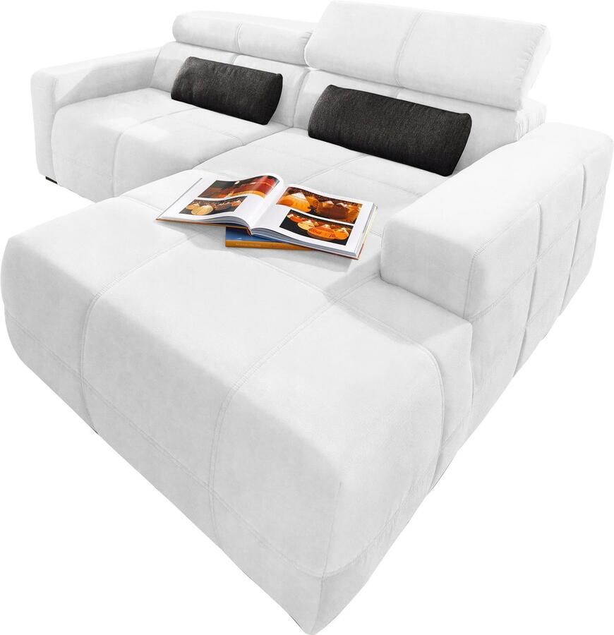 DOMO collection Hoekbank Brandon incl. Hoofdsteunverstelling B D H: 214 100 80 cm L-Vorm
