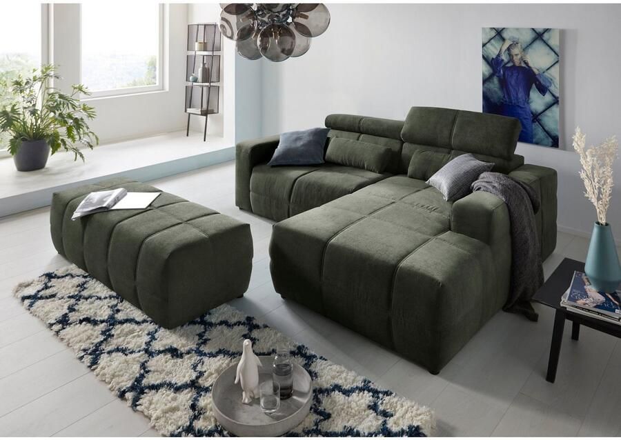 DOMO collection Hoekbank Brandon incl. Hoofdsteunverstelling B D H: 214 100 80 cm L-Vorm