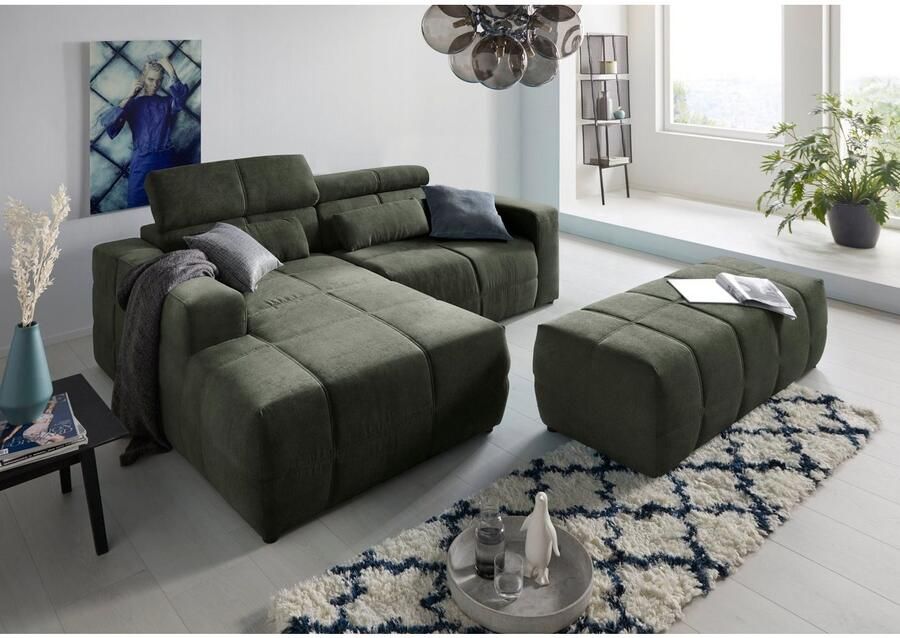 DOMO collection Hoekbank Brandon incl. Hoofdsteunverstelling B D H: 214 100 80 cm L-Vorm