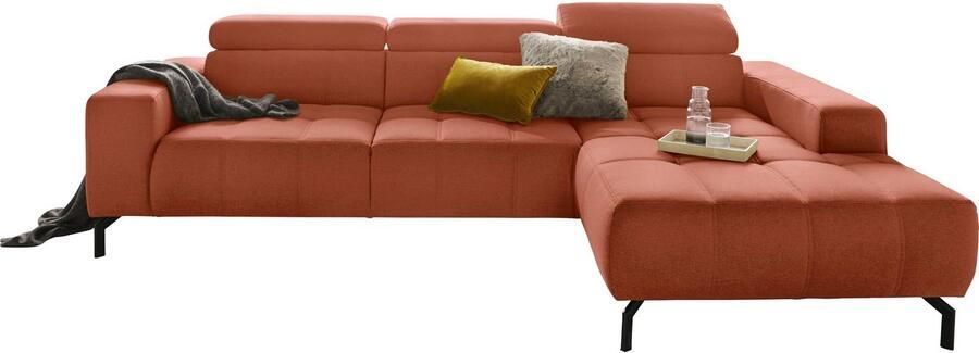 DOMO collection Hoekbank Cunelli mooie zitnaden als designelement stevige zitcomfort L-vorm