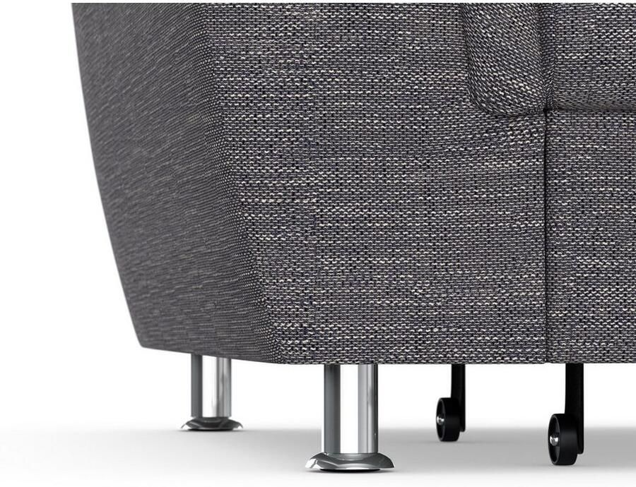 DOMO collection Hoekbank Franzi stiksels op de zitting B7T H: 278x162x80 cm L-model naar keuze met slaapfunctie bedkist en verstelbare hoofdsteun