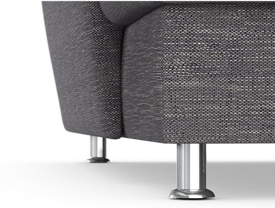 DOMO collection Hoekbank Franzi stiksels op de zitting B7T H: 278x162x80 cm L-model naar keuze met slaapfunctie bedkist en verstelbare hoofdsteun