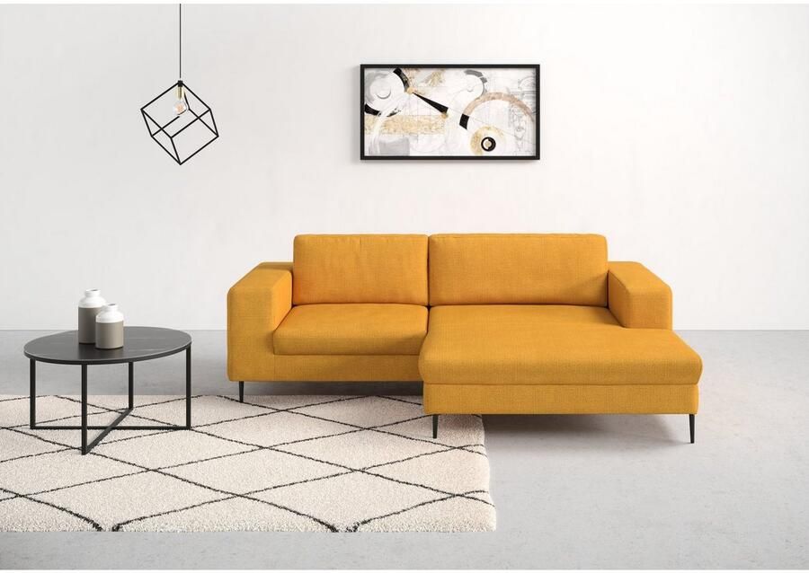 DOMO collection Hoekbank Modica compact en elegant breedte 244 L-vorm moderne uitstraling met extra brede chaise longue ook in corduroy