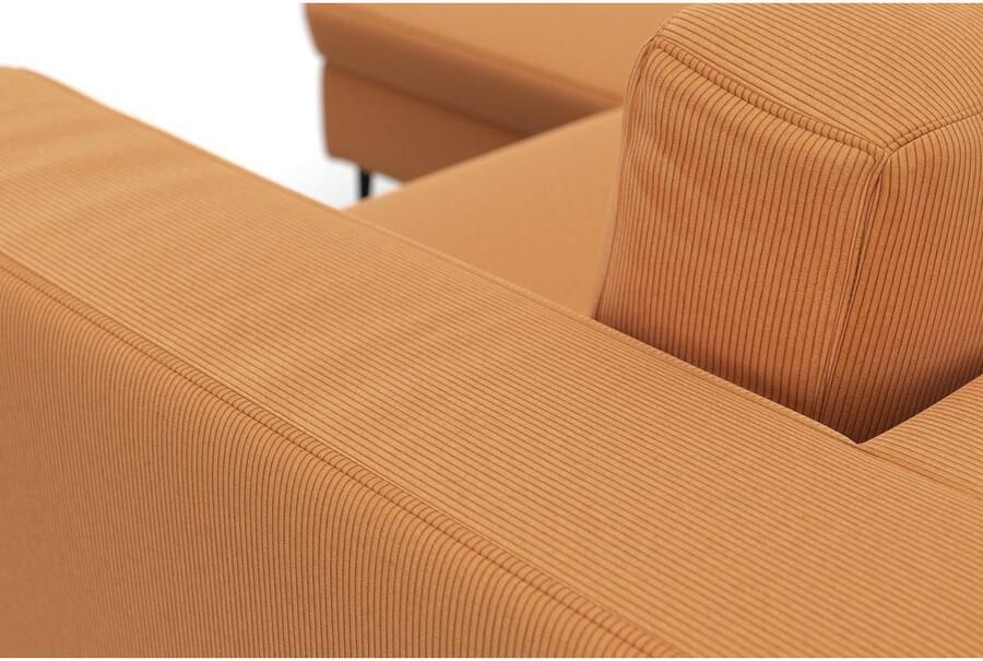 DOMO collection Hoekbank Modica compact en elegant breedte 244 L-vorm moderne uitstraling met extra brede chaise longue ook in corduroy