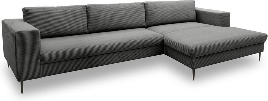 DOMO collection Hoekbank Modica tijdloos en elegant L-vorm moderne uitstraling met extra brede chaise longue ook in corduroy