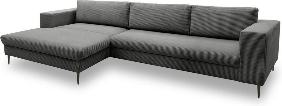 DOMO collection Hoekbank Modica tijdloos en elegant L-vorm moderne uitstraling met extra brede chaise longue ook in corduroy