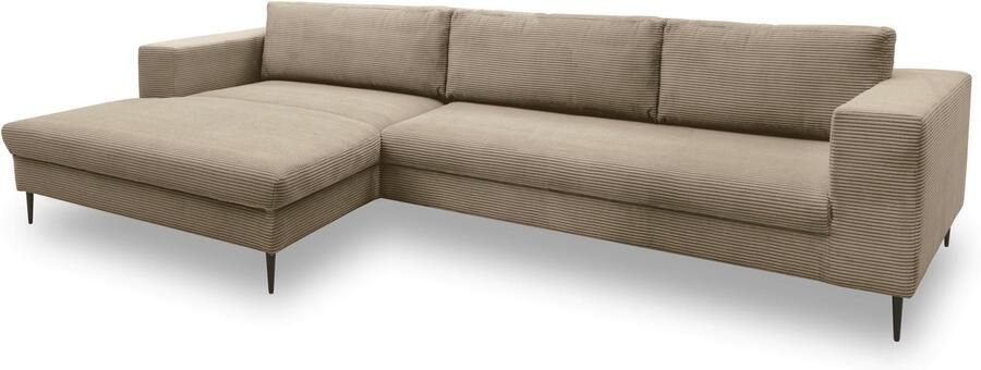 DOMO collection Hoekbank Modica tijdloos en elegant L-vorm moderne uitstraling met extra brede chaise longue ook in corduroy