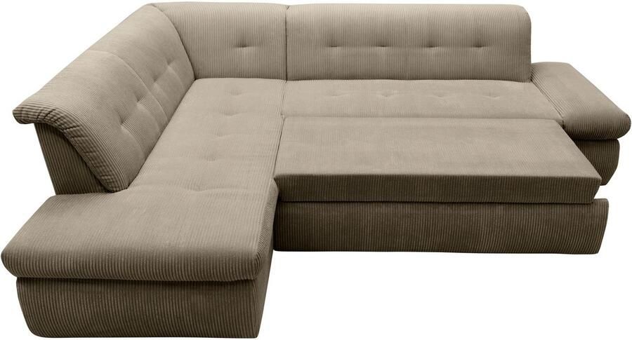 DOMO collection Hoekbank Moric L-vorm keuze met bedfunctie en armleuningverstelling ook in cord