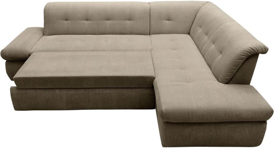 DOMO collection Hoekbank Moric L-vorm keuze met bedfunctie en armleuningverstelling ook in cord