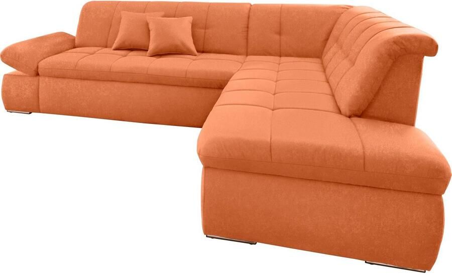 DOMO collection Hoekbank NMoric incl. decoratiekussen B D H: 273 216 80 cm L-vorm Ottoman aan uiteinde optioneel met slaapbank functie en verstelling armleuning