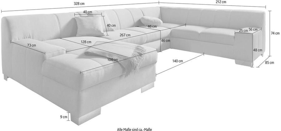 DOMO collection Zithoek Bero elegant en tijdloos platte armleuningen U-vorm