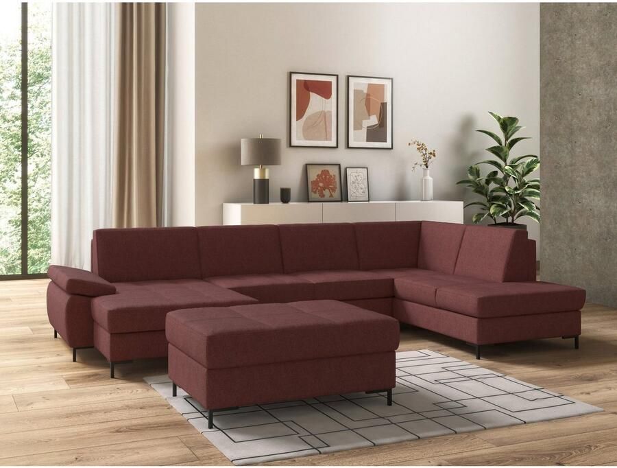 DOMO collection Zithoek Capelo comfortabel duidelijke lijnen kenmerken dit ontwerp U-Vorm met verstelbare armleuningen naar keuze met slaapfunctie binnenvering