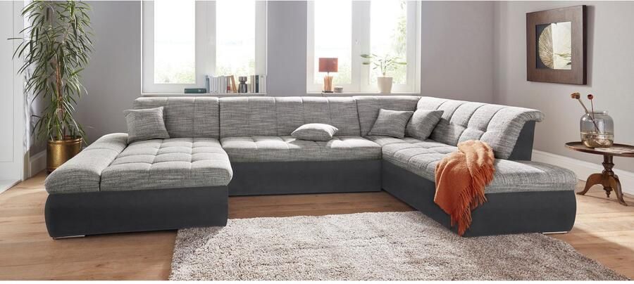 DOMO collection Zithoek Moric Luxus incl. sierkussen U-vorm tot 140 kg per zitplaats belastbaar XXL B D H: 353 216 80 cm