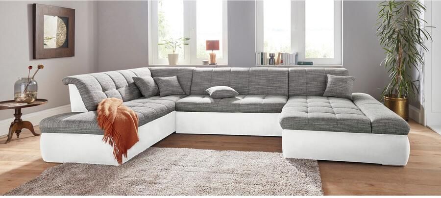 DOMO collection Zithoek Moric Luxus incl. sierkussen U-vorm tot 140 kg per zitplaats belastbaar XXL B D H: 353 216 80 cm