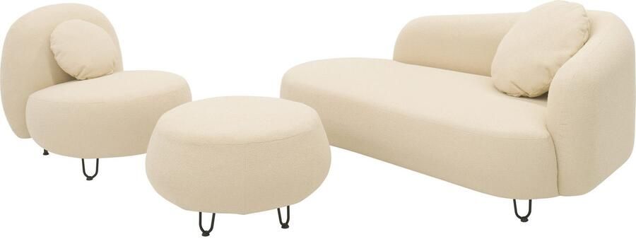 DOMO collection Zithoek Poika bekleding van faux fur Mooi gevormd outdoor-highlight ideaal voor balkon terras tuin (3-delig)