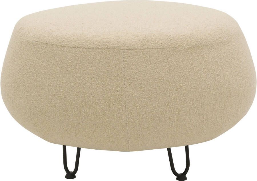 DOMO collection Hocker Poika op hoge poten Ronde en mooie poef bekleding van imitatiebont diameter 78 cm