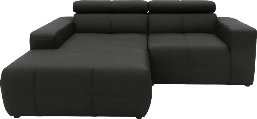 DOMO collection Hoekbank Brandon kleine versie BxDxH: 214x100x80 cm Met verstelbare hoofdsteun ook in leer en cord L-model
