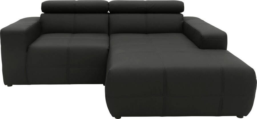 DOMO collection Hoekbank Brandon kleine versie BxDxH: 214x100x80 cm Met verstelbare hoofdsteun ook in leer en cord L-model