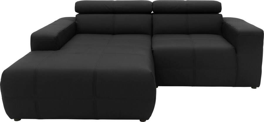 DOMO collection Hoekbank Brandon kleine versie BxDxH: 214x100x80 cm Met verstelbare hoofdsteun ook in leer en cord L-model