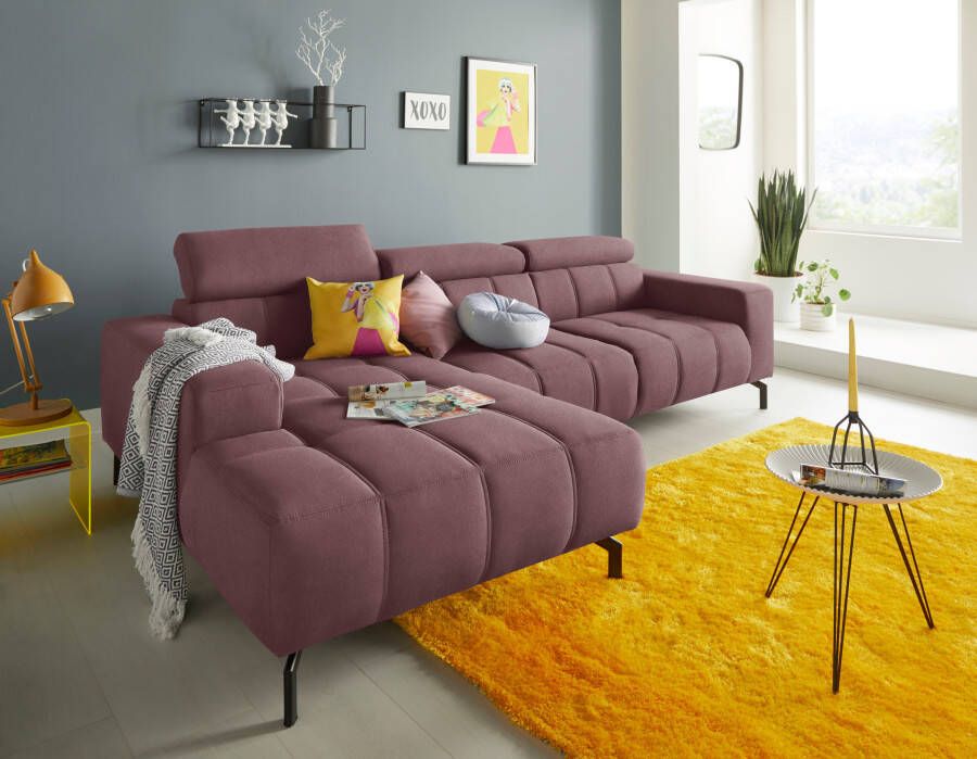 DOMO collection Hoekbank Cunelli mooie zitnaden als designelement stevige zitcomfort L-vorm