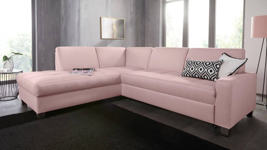 DOMO collection Hoekbank Florentina naar keuze met slaapfunctie met contrastnaad