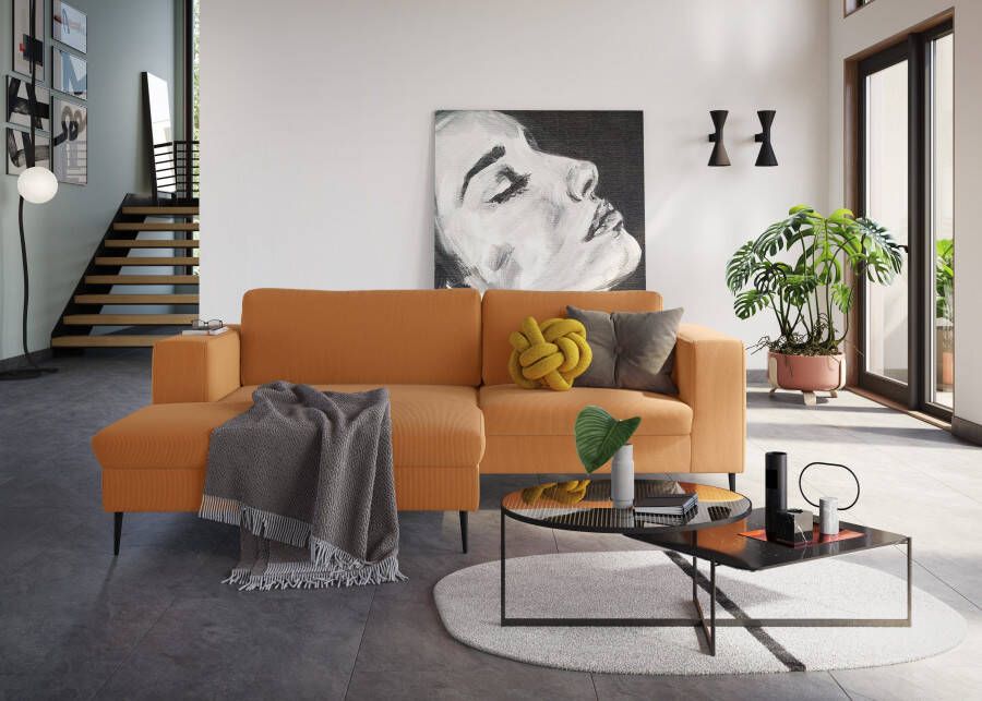 DOMO collection Hoekbank Modica moderne uitstraling met royale recamière ook in cord