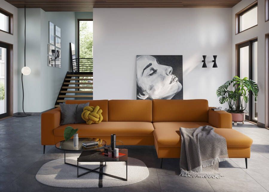 DOMO collection Hoekbank Modica moderne uitstraling met ruime recamière ook in cord