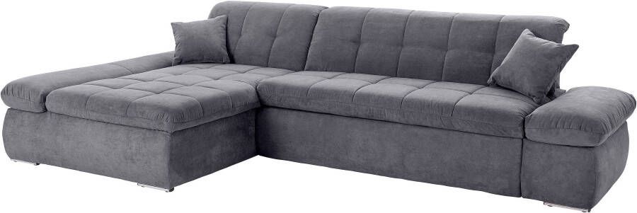 DOMO collection Hoekbank Moric Luxus BxDxH 300x172x80 cm L-vorm 140kg belasting zitplaats in cord chenille kunstleer