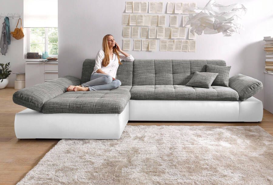 DOMO collection Hoekbank Moric XXL-formaat optioneel ook met slaapbank functie en verstelling armleuning