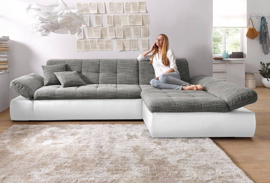DOMO collection Hoekbank Moric XXL-formaat optioneel ook met slaapbank functie en verstelling armleuning