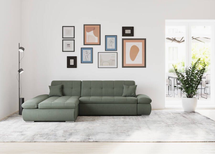 DOMO collection Hoekbank Moric XXL-formaat optioneel ook met slaapbank functie en verstelling armleuning