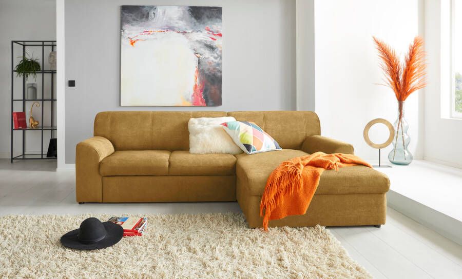 DOMO collection Hoekbank Topmatras met récamier naar keuze met slaapfunctie